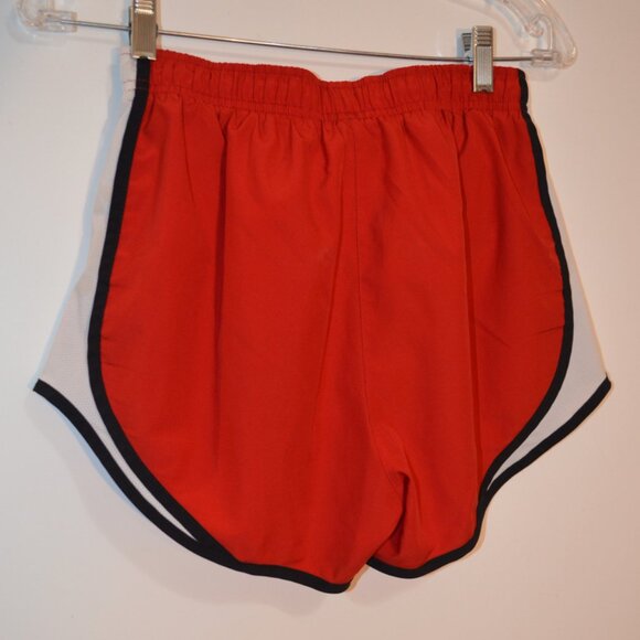 Nike Dri-Fit Activewear Sport Mini Shorts Red -White-Black Mesh Lining Ties S - Picture 6 of 9